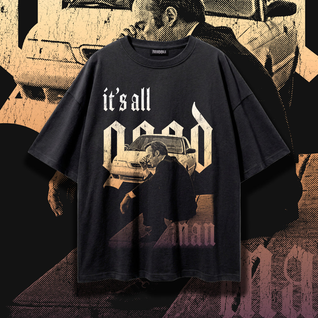 DENIAL (Relic) — Oversized Vintage-Wash Tee Black