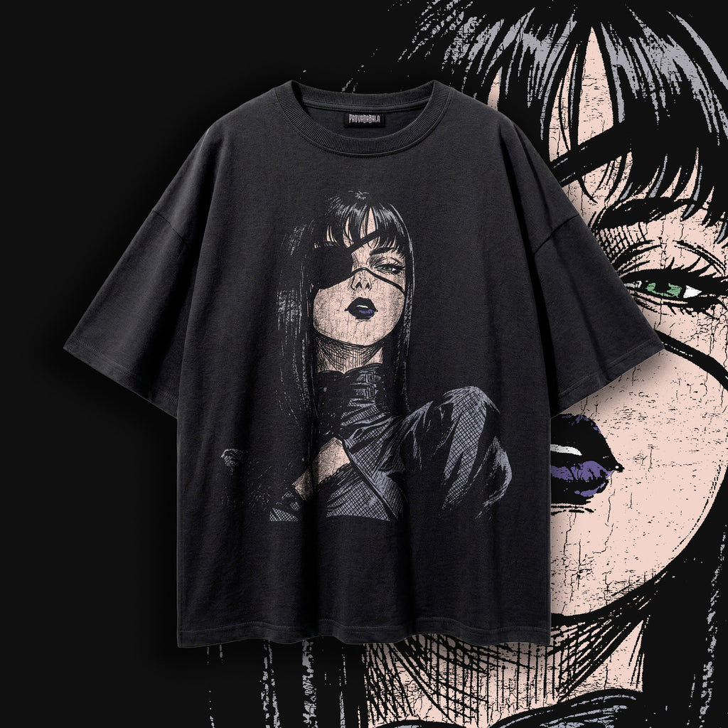 BOUND — Gothic Anime Girl Corset Oversized Tee | Dark Manga Art
