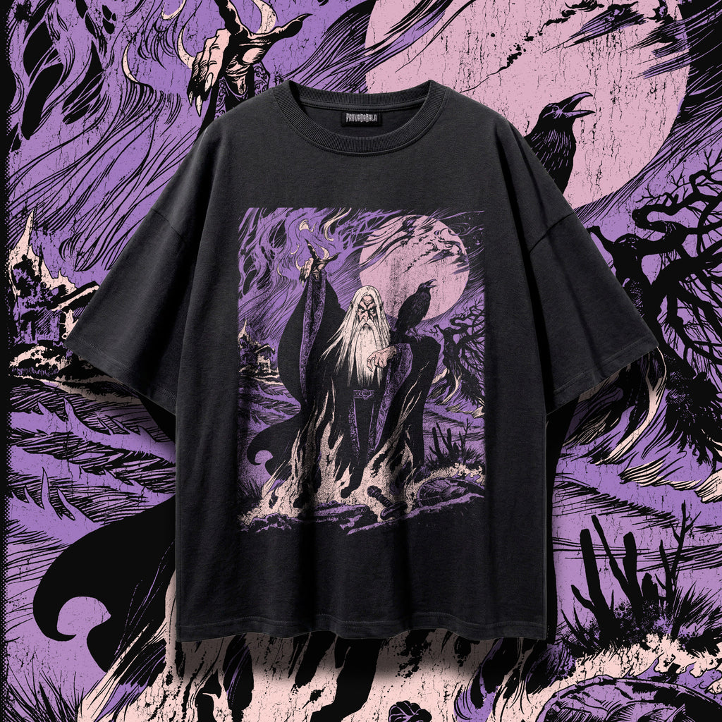 WARLOCK (Amethyst) — Oversized Vintage-Wash Tee