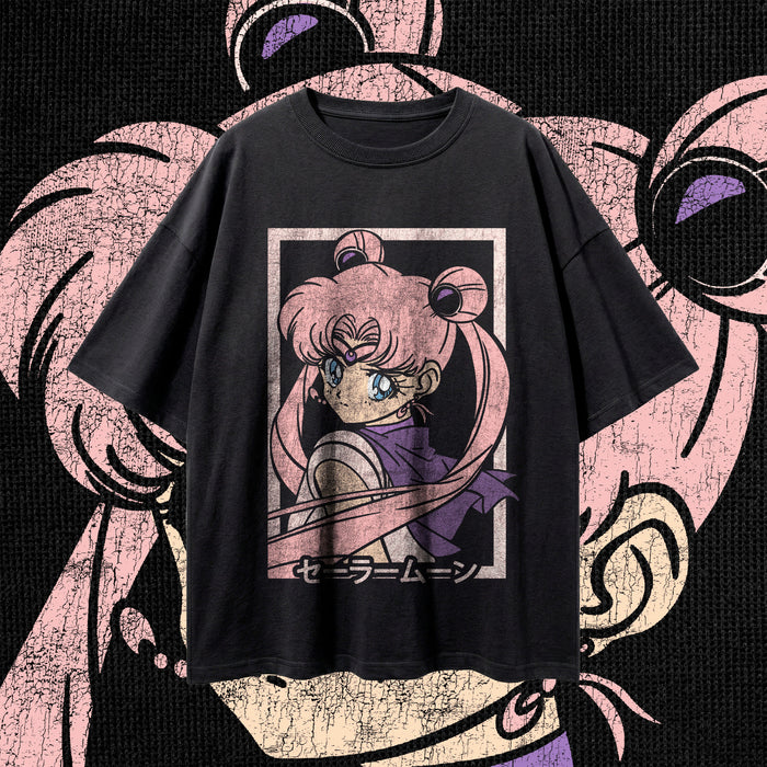 GAZE FRAMES (Sakura Pink) — Oversized Vintage-Wash Tee