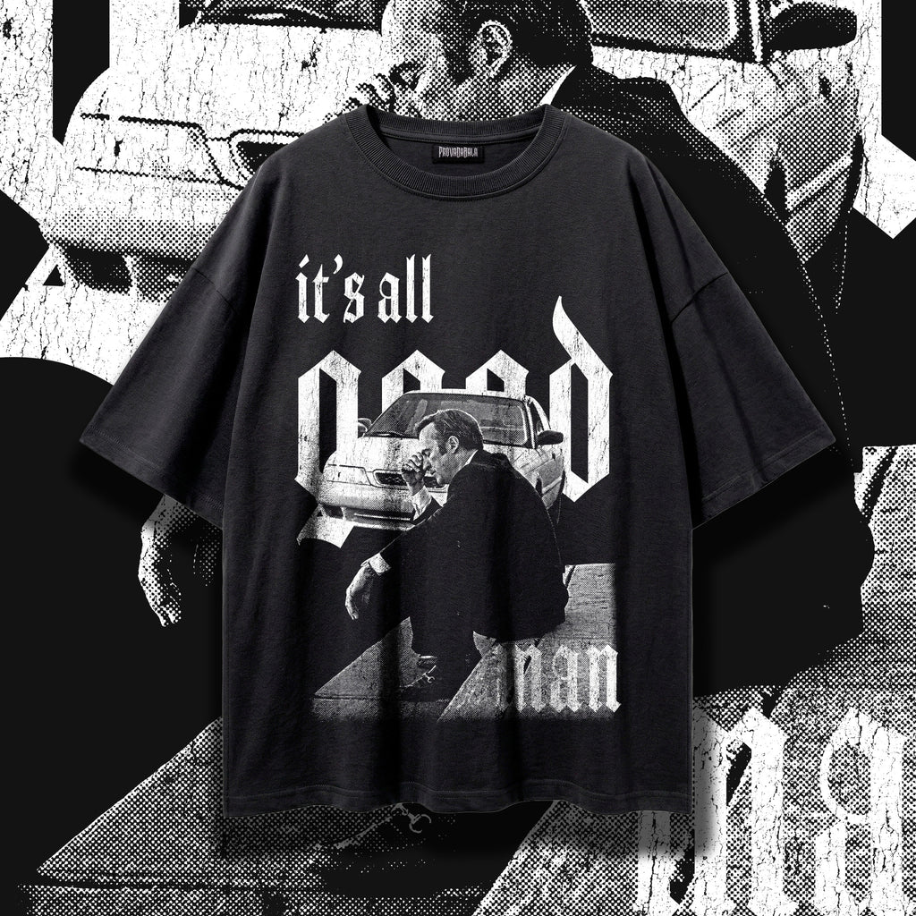 DENIAL  — Oversized Vintage-Wash Tee Black