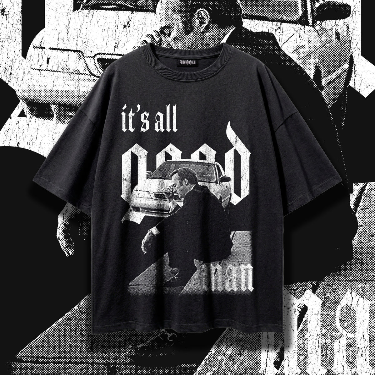 DENIAL  — Oversized Vintage-Wash Tee Black
