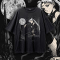 "GOTHIC MOONLIGHT" Vintage Graphic Tee - Platinum & Monochrome