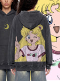 LUNAR — Vintage Wash Oversized Anime Hoodie