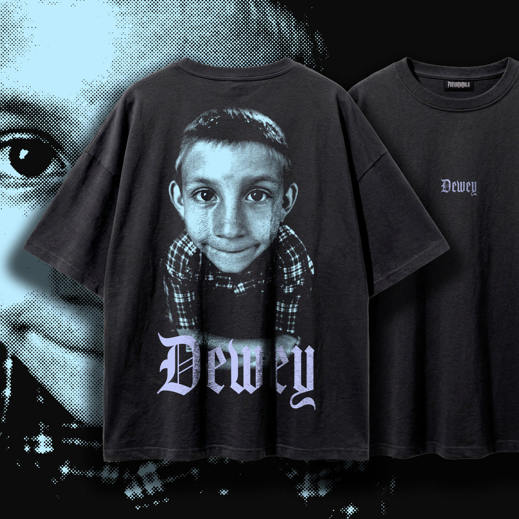 DEWEY (Frost) — Oversized Vintage-Wash Tee Black