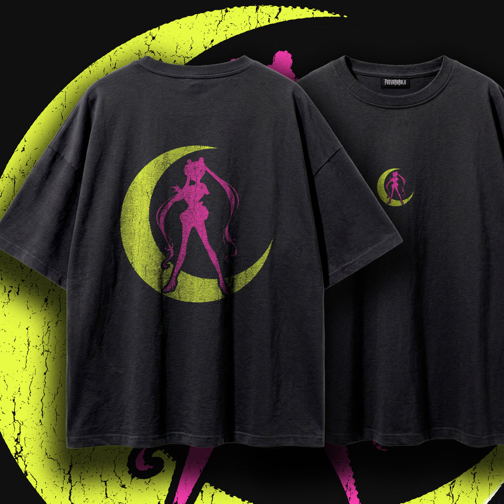 SELENE (Venom & Acid) — Oversized Vintage-Wash Tee Black