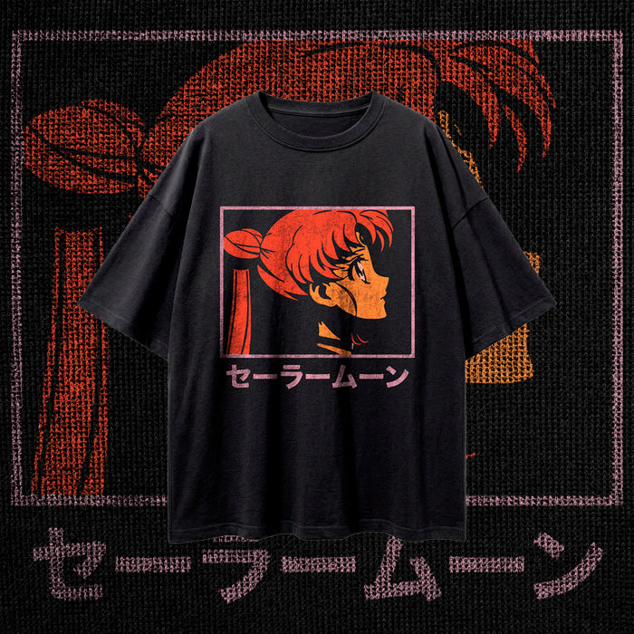 NOSTALGIA FRAMES (Peach & Sunset ) — Oversized Vintage-Wash Tee