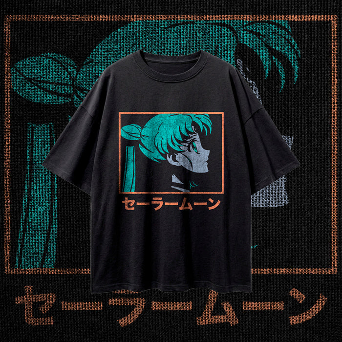 NOSTALGIA FRAMES (Coral & Teal) — Oversized Vintage-Wash Tee