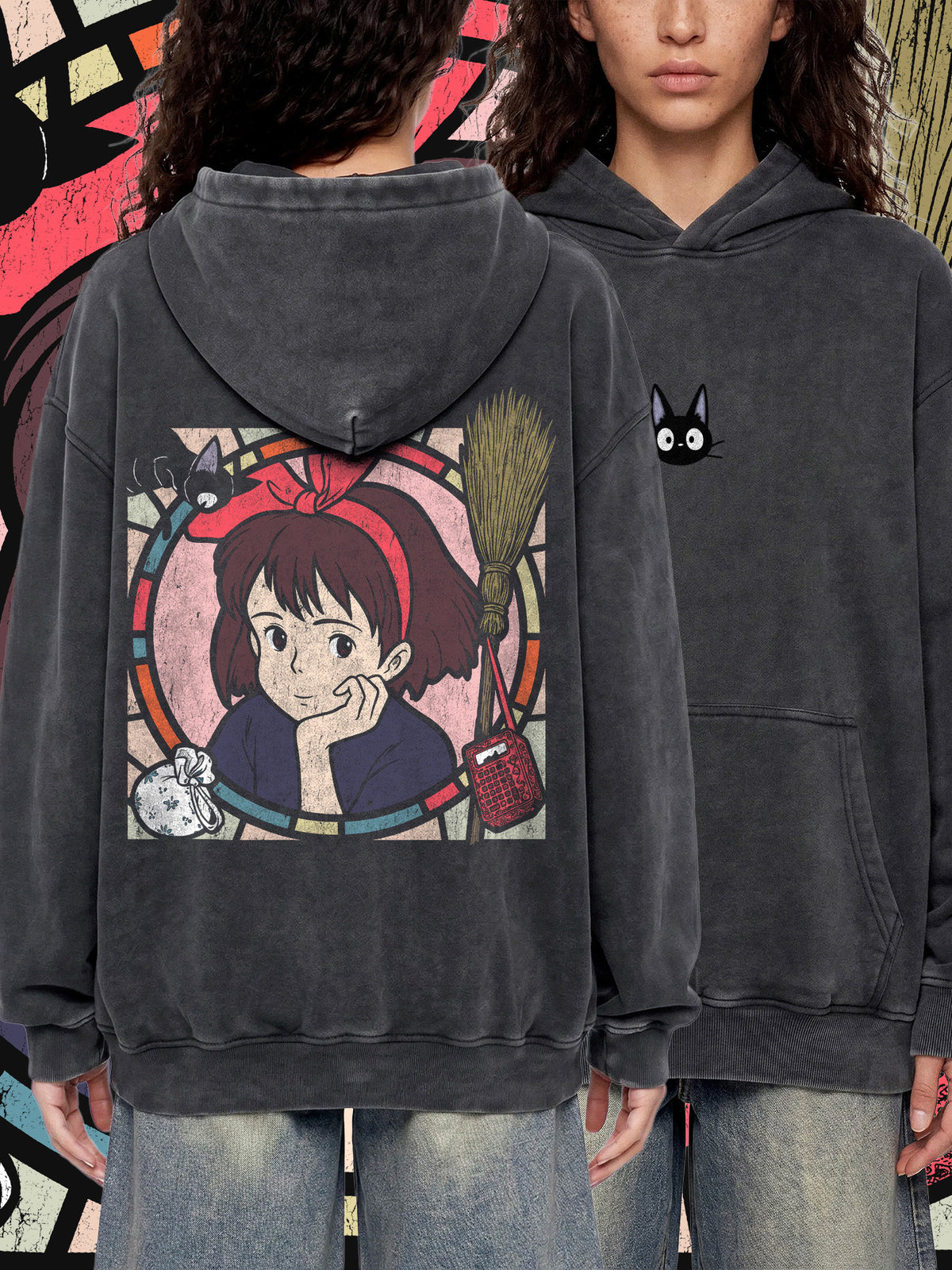 ENNUI  — Oversized Vintage-Wash Hoodie Black