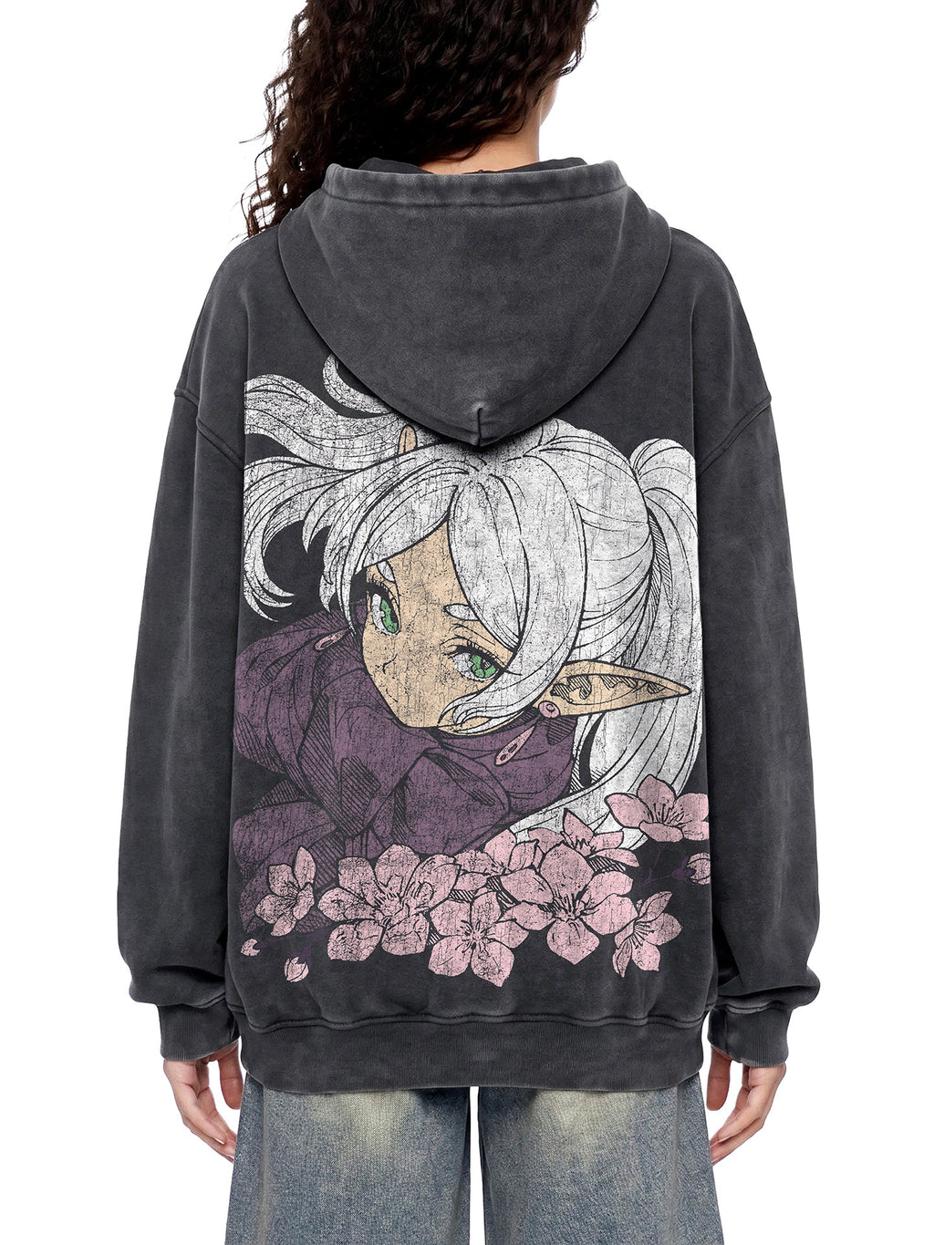 "ETERNAL MAGE" Vintage Acid Wash Hoodie - Sakura Silver