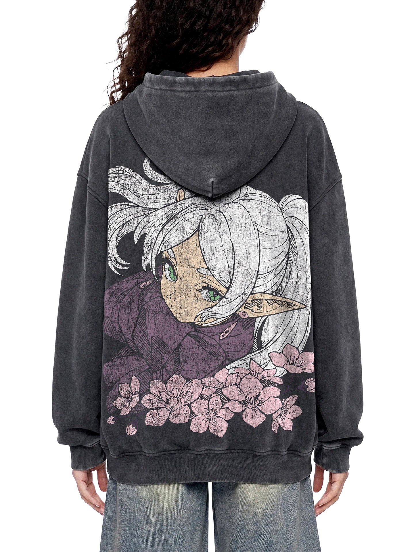 "ETERNAL MAGE" Vintage Acid Wash Hoodie - Sakura Silver