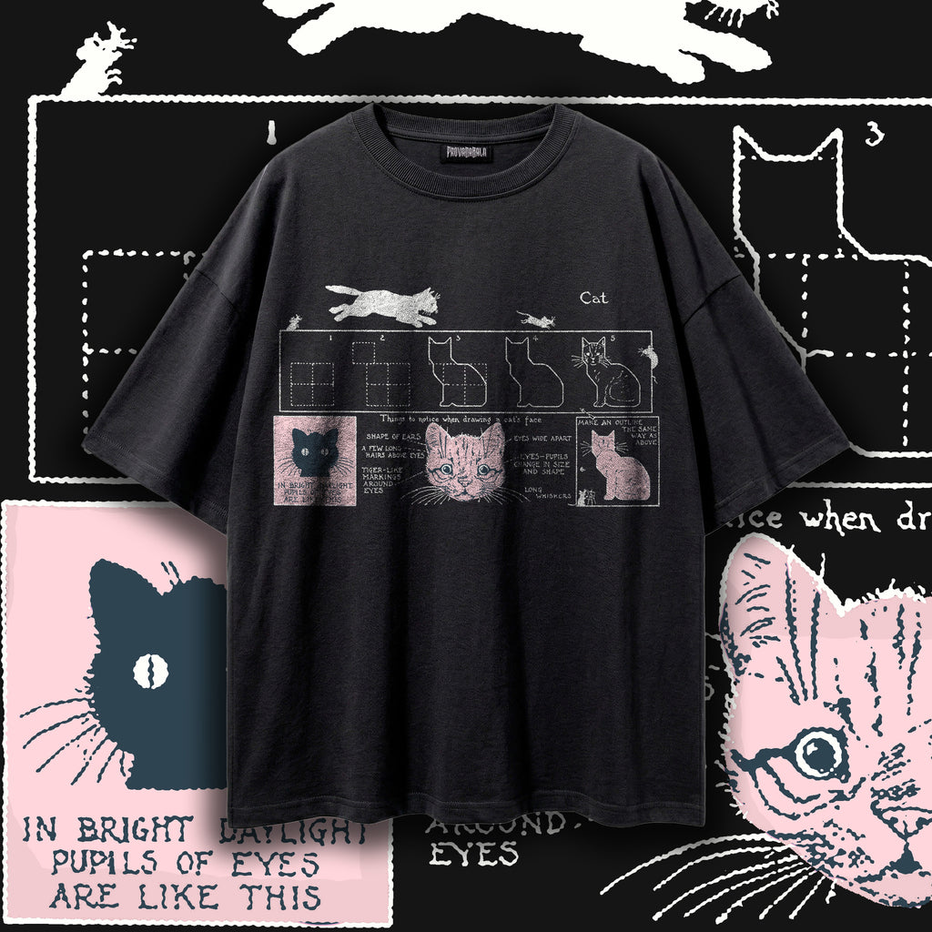 HOW TO DRAW A CAT (Blush) — Oversized Vintage-Wash Tee