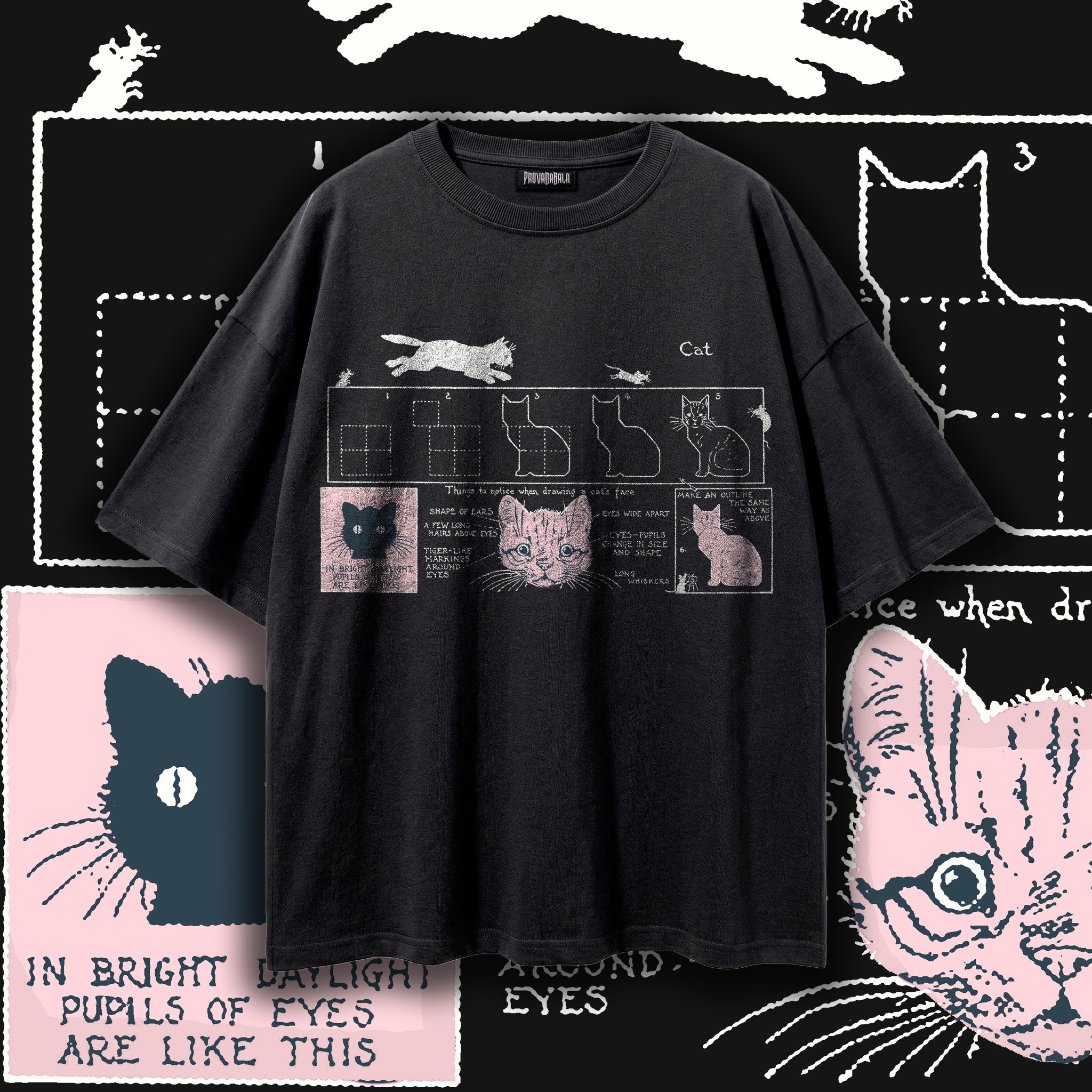 HOW TO DRAW A CAT (Blush) — Oversized Vintage-Wash Tee