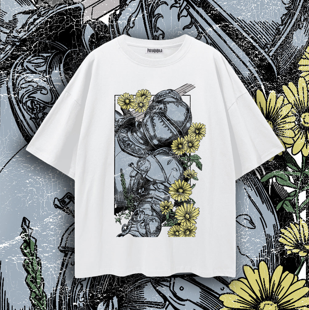TIRED (Sulphur) — Oversized Vintage-Wash Tee - White
