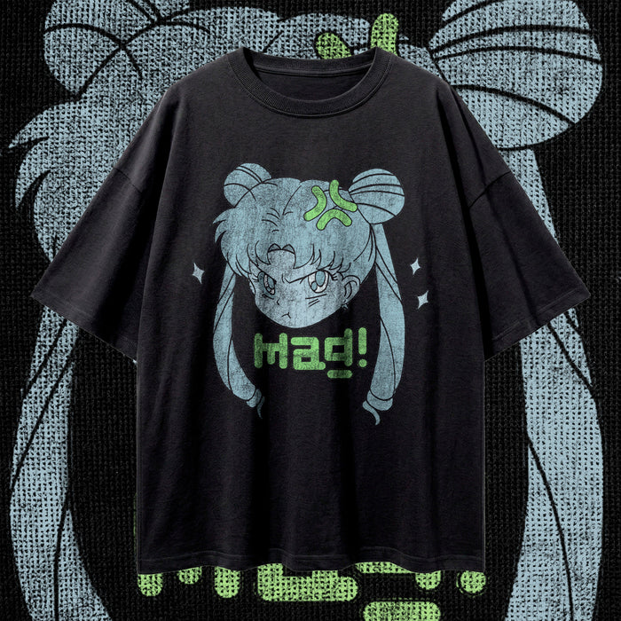 "MAD! (Cyber Mint) — Oversized Vintage-Wash Tee