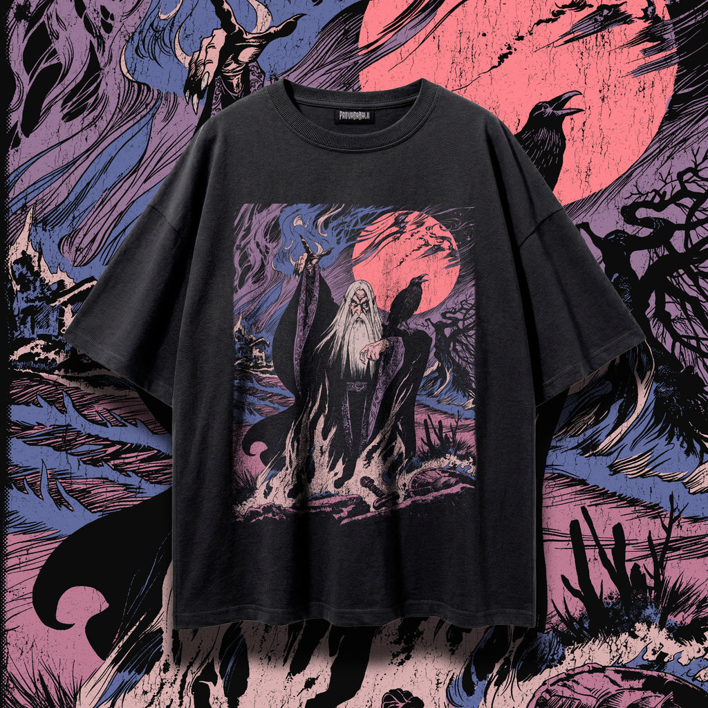 WARLOCK (Dusk) — Oversized Vintage-Wash Tee