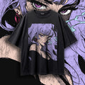 HAZE — Smoking Anime Femme Fatale Oversized Tee | Gothic Grunge Manga