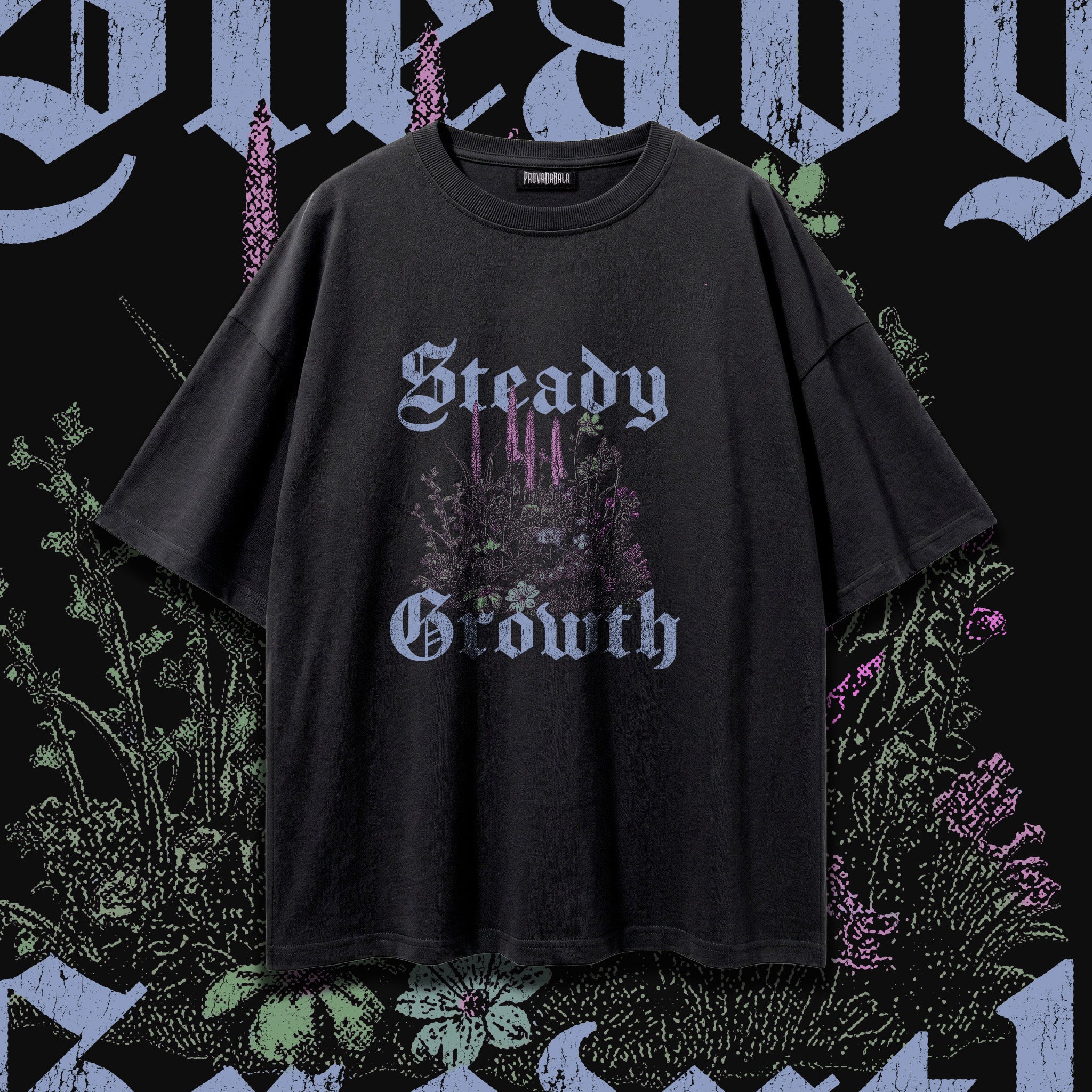 STEADY GROWTH (Wisteria) — Oversized Vintage-Wash Tee