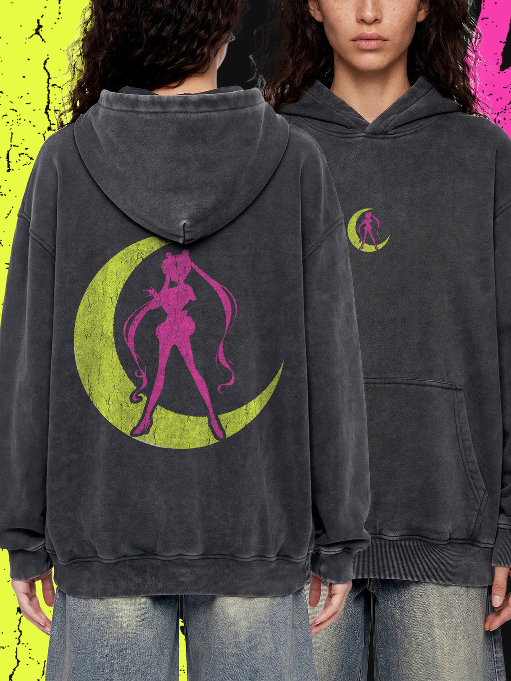 SELENE (Venom & Acid) — Oversized Vintage-Wash Hoodie