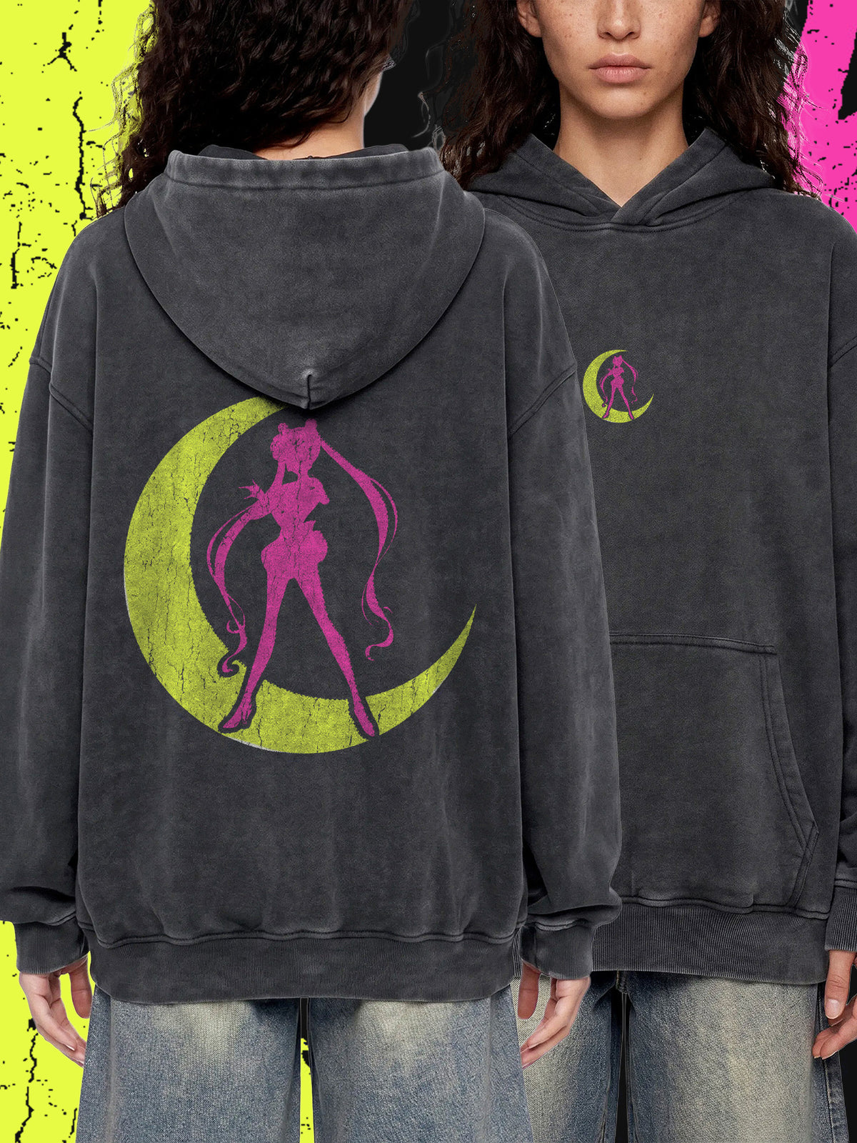 SELENE (Venom & Acid) — Oversized Vintage-Wash Hoodie