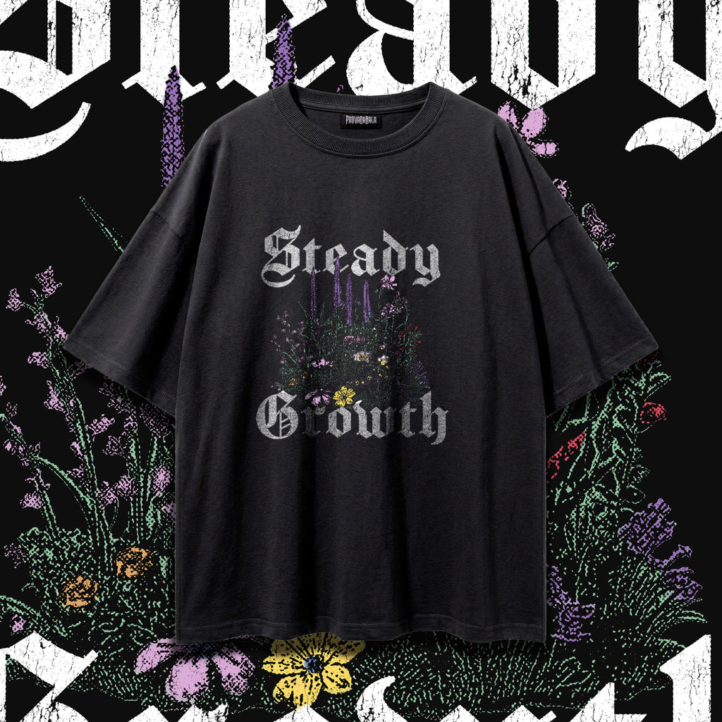 STEADY GROWTH (Meadow) — Oversized Vintage-Wash Tee