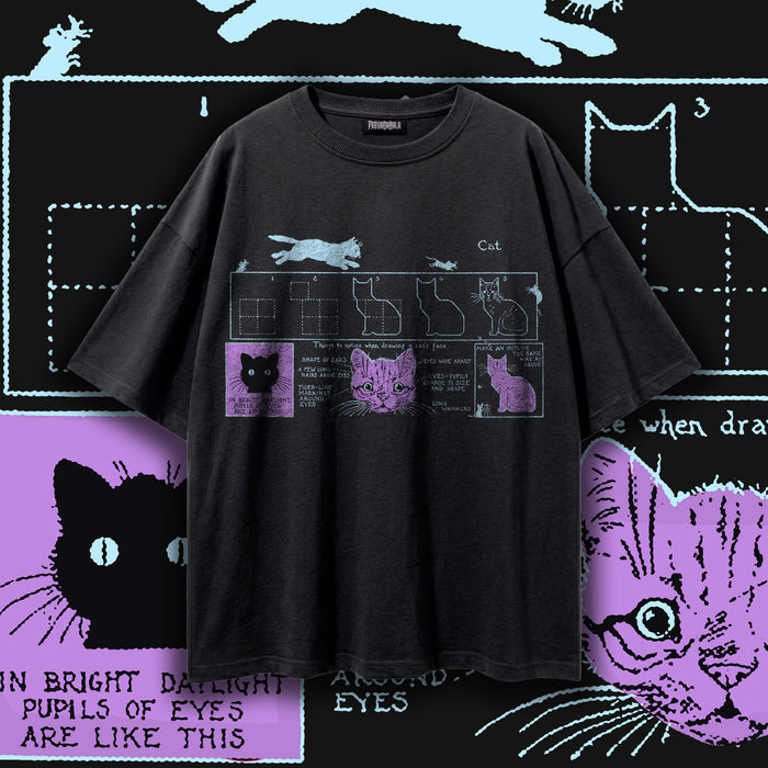 HOW TO DRAW A CAT (Nightshade) — Oversized Vintage-Wash Tee