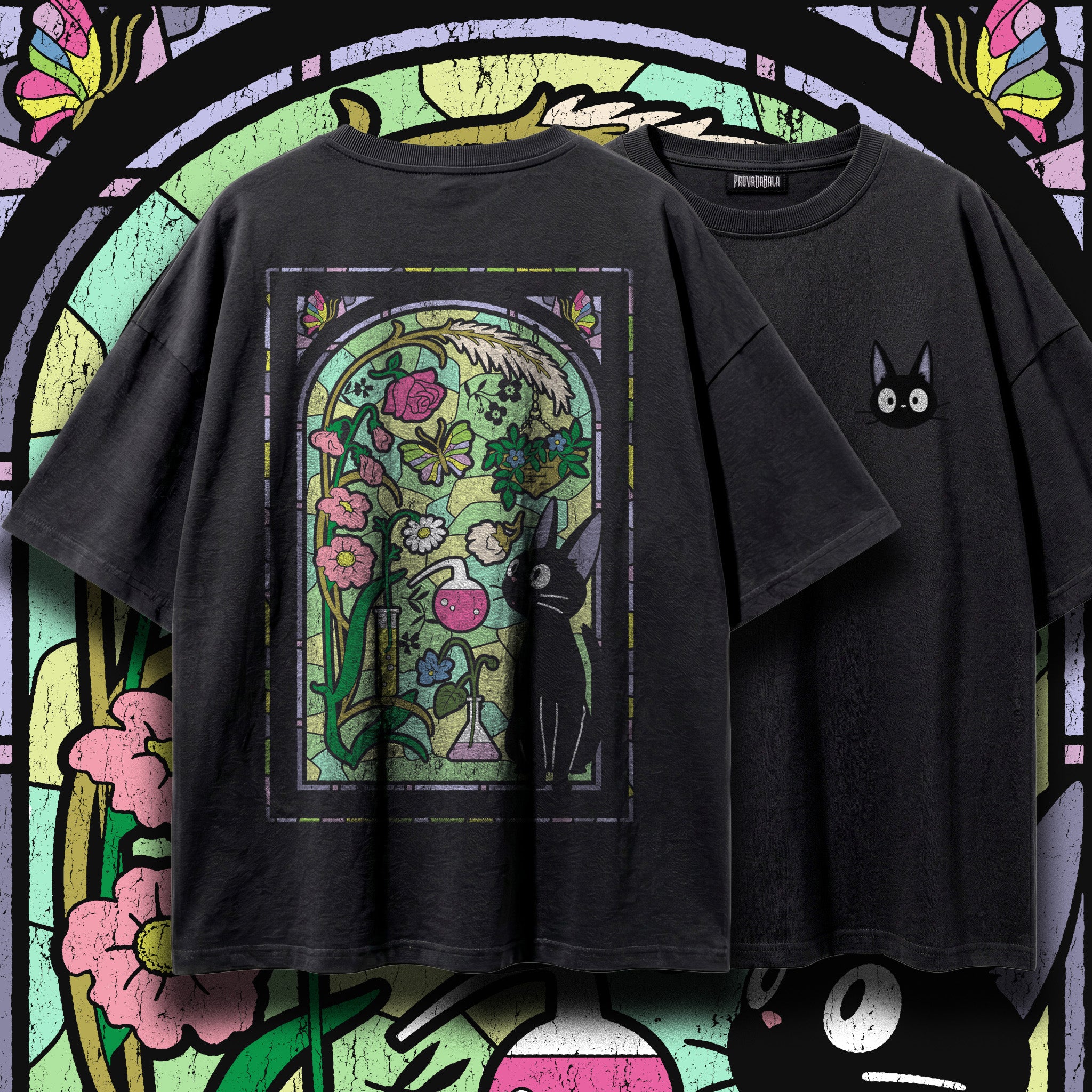 COVEN  — Oversized Vintage-Wash Tee Black
