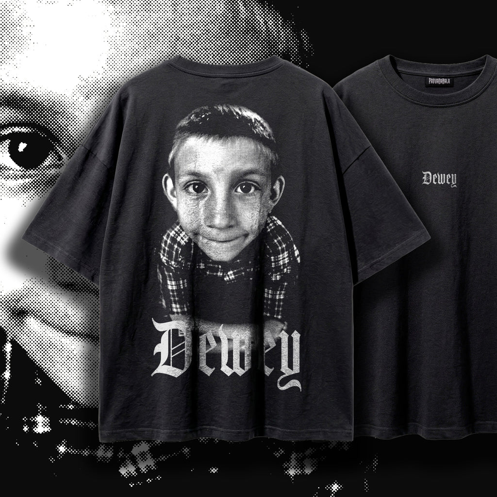 DEWEY — Oversized Vintage-Wash Tee Black