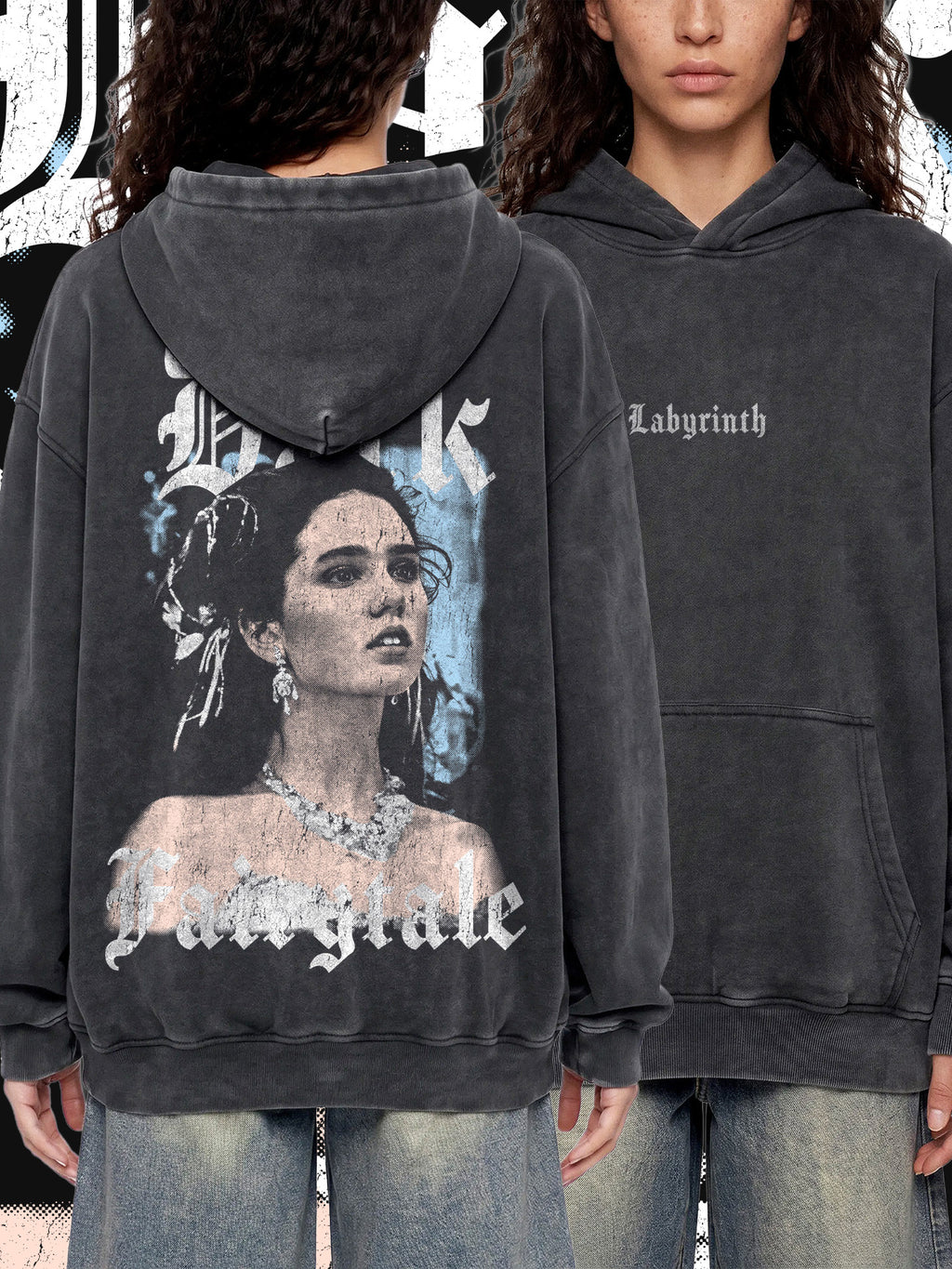 LABYRINTH — Oversized Vintage-Wash Hoodie