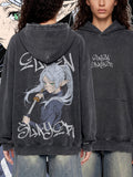 ELVEN SLAYER — Oversized Vintage-Wash Hoodie Charcoal