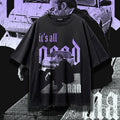 DENIAL (Wisteria) — Oversized Vintage-Wash Tee Black