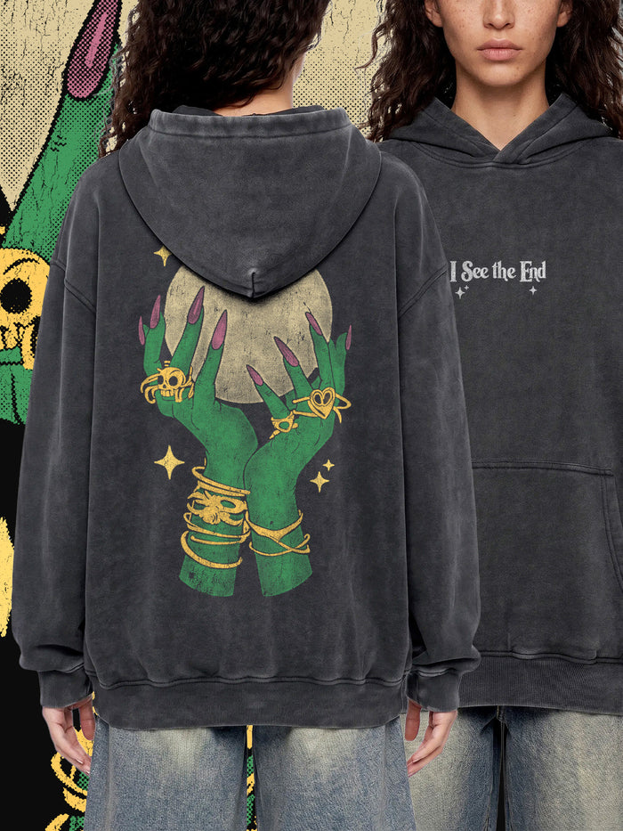OMEN — Oversized Vintage-Wash Hoodie Charcoal