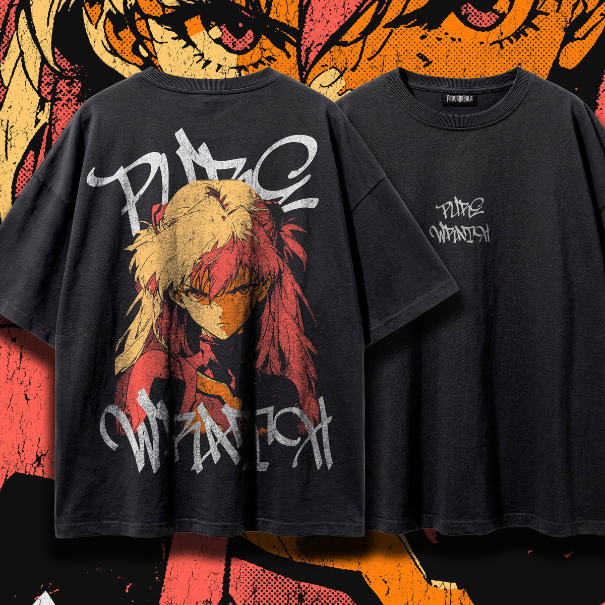 PURE WRATH  — Oversized Vintage-Wash Tee Charcoal