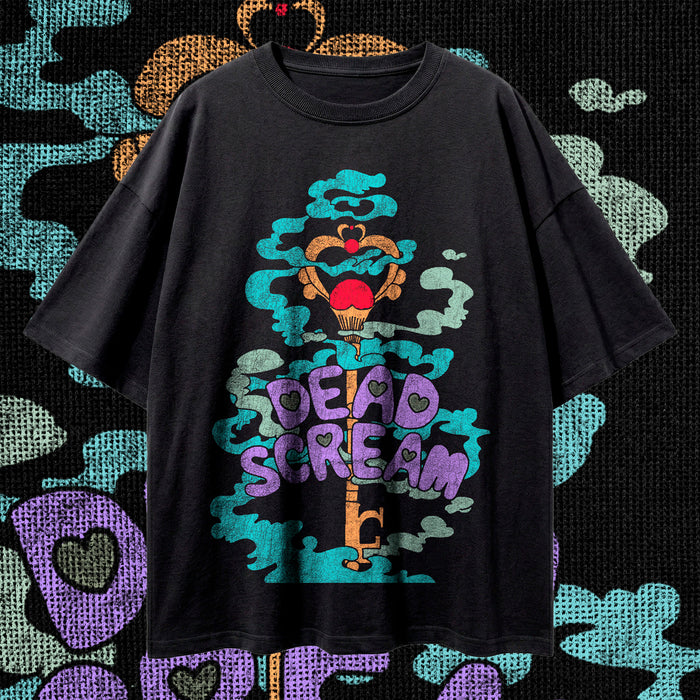 "DEDEAD SCREAM (Cosmic Cyan) — Oversized Vintage-Wash Tee