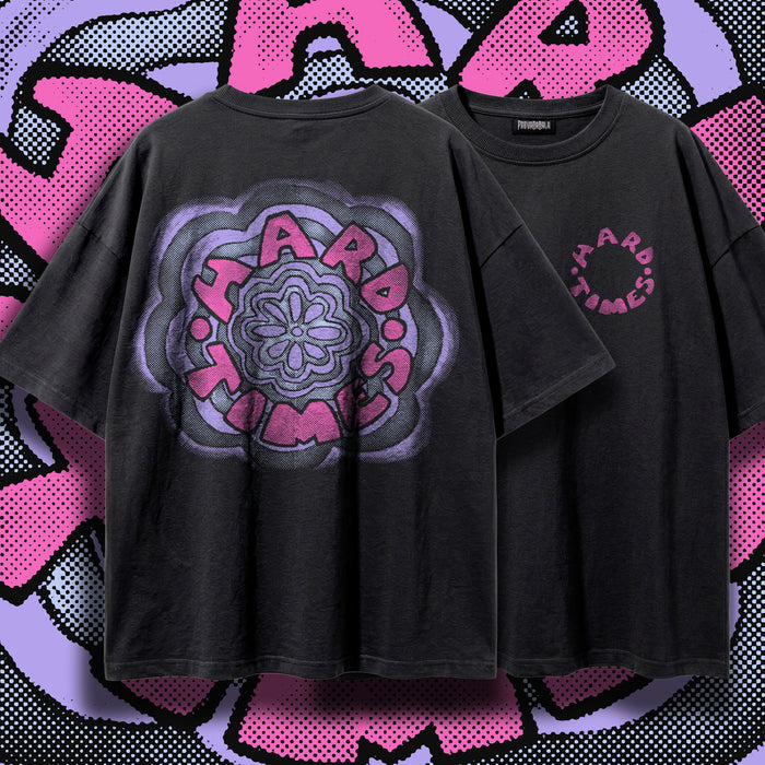 HARD TIMES (Orchid) — Oversized Vintage-Wash Tee