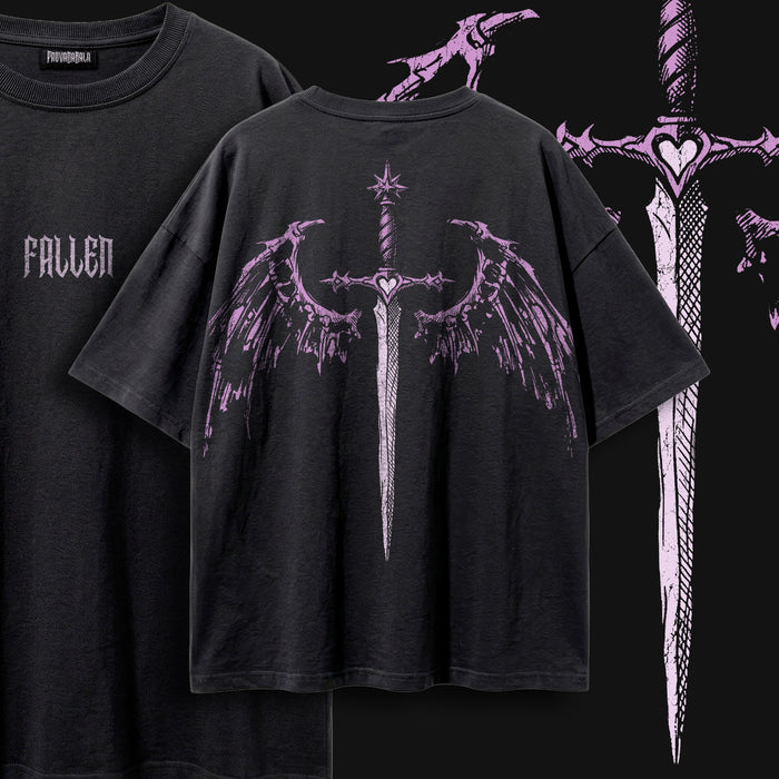 FALLEN (Wisteria) — Oversized Vintage-Wash Tee