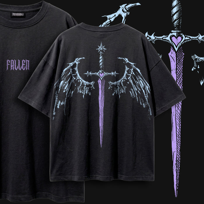 FALLEN (Nightshade) — Oversized Vintage-Wash Tee