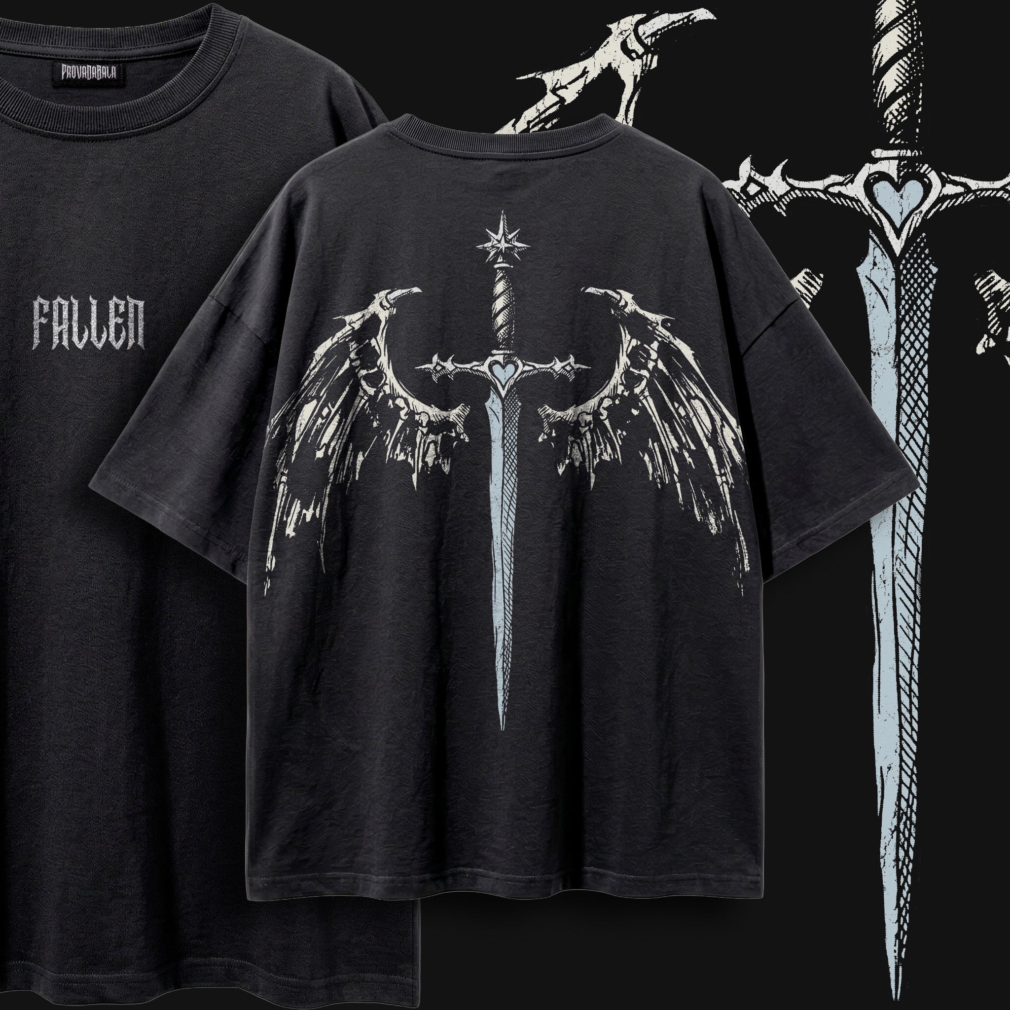 FALLEN (Bone) — Oversized Vintage-Wash Tee