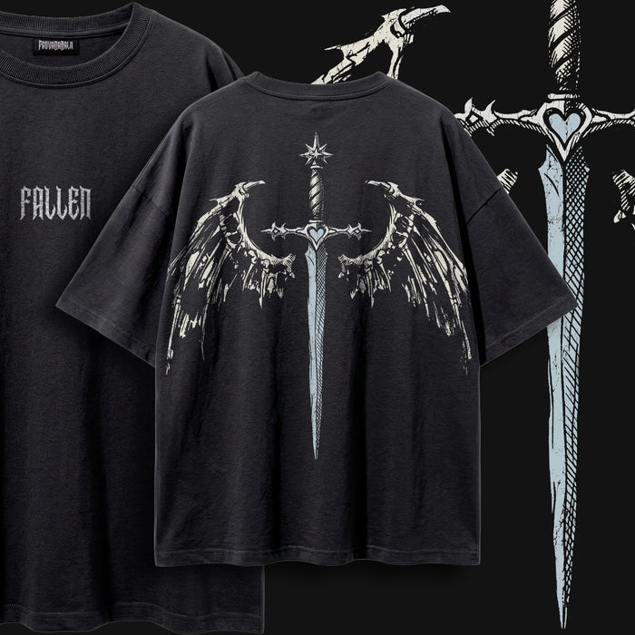 FALLEN (Bone) — Oversized Vintage-Wash Tee