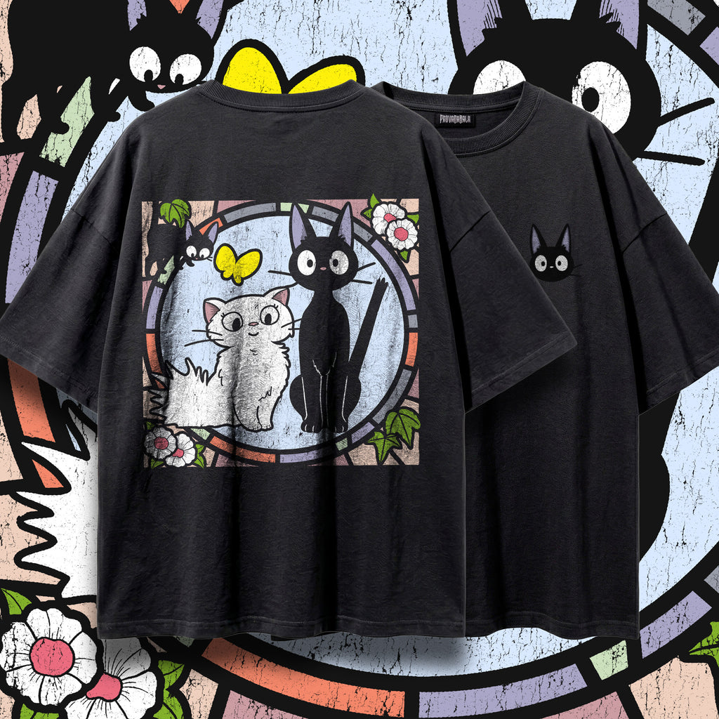 VESPER — Oversized Vintage-Wash Tee Black