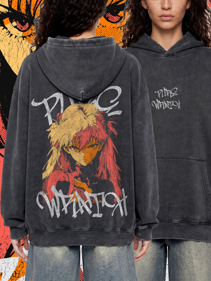PURE WRATH — Oversized Vintage-Wash Hoodie Charcoal