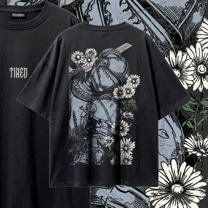 TIRED (Chalk) — Oversized Vintage-Wash Tee