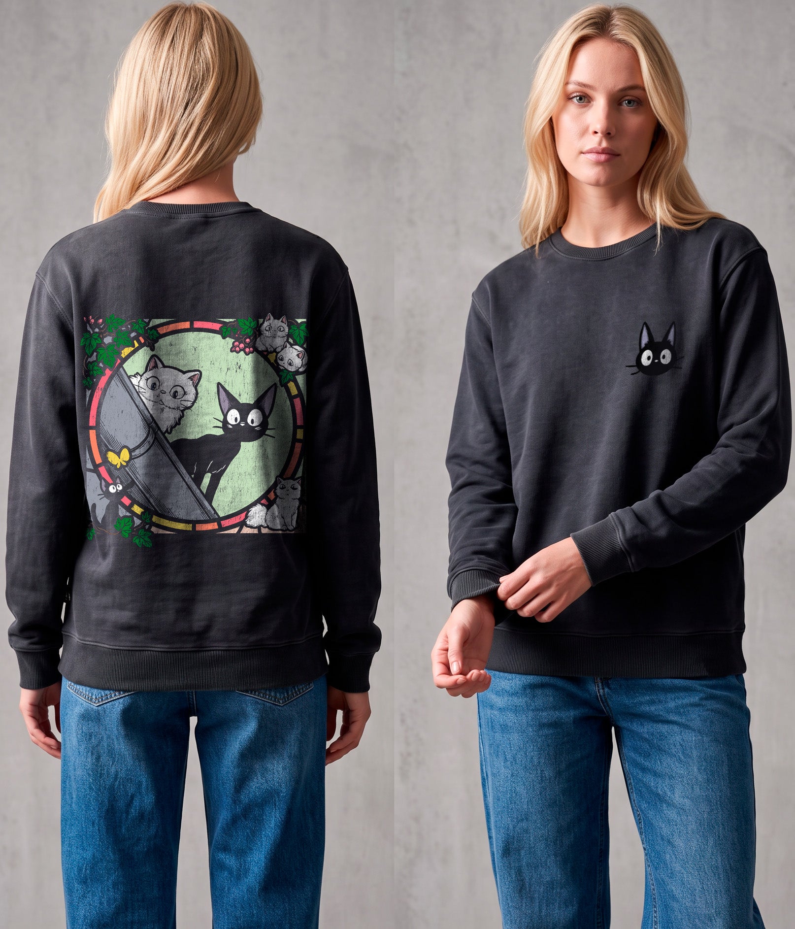 OMEN — Oversized Vintage-Wash Sweatshirt Black