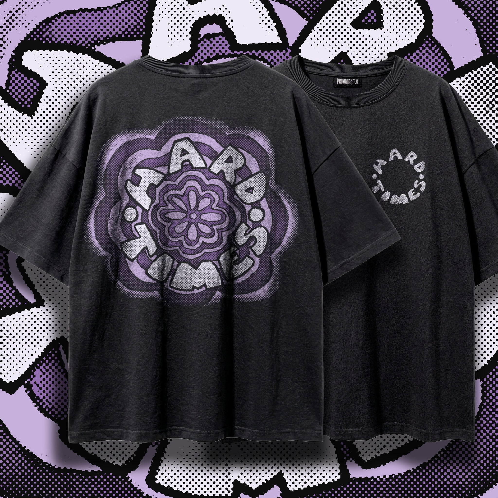 HARD TIMES (Amethyst) — Oversized Vintage-Wash Tee