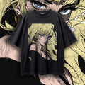 HAZE — Smoking Anime Femme Fatale Oversized Tee | Gothic Grunge Manga