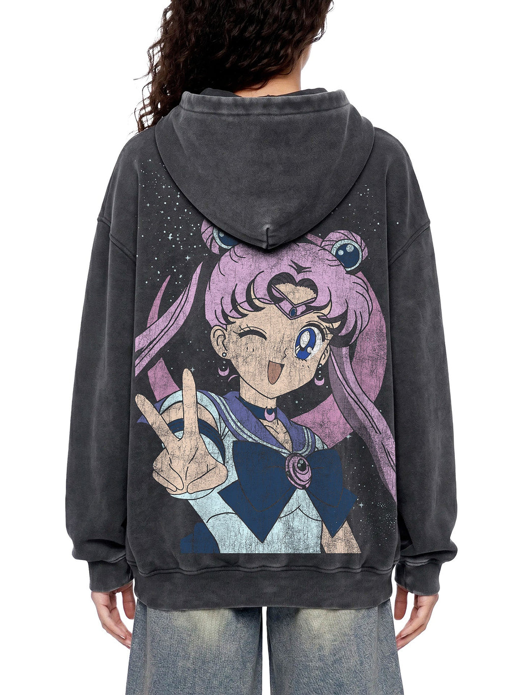 Cyber Pink Girl Vintage Oversized Hoodie