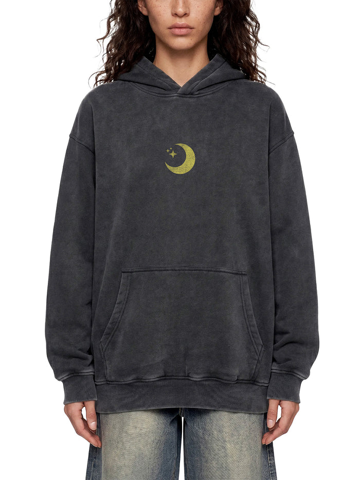 COSMIC PEACE (Golden Vintage) — Oversized Acid-Wash Hoodie